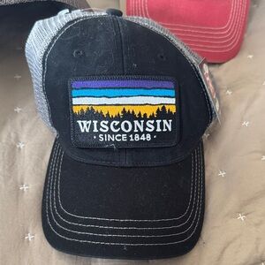 Wisconsin Black Trucker Hat